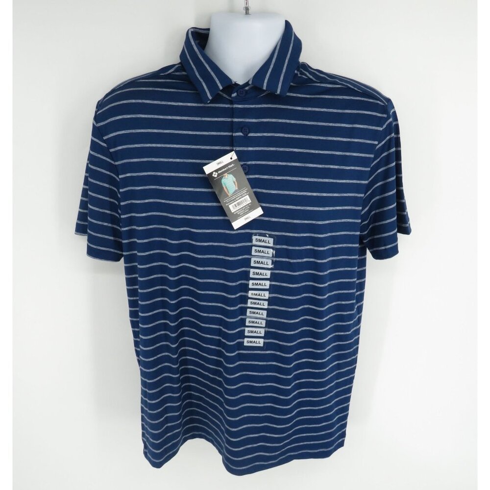 Members Mark Men's Active Performance Stretch Polo Shirt Small Blue Gray  NWT
